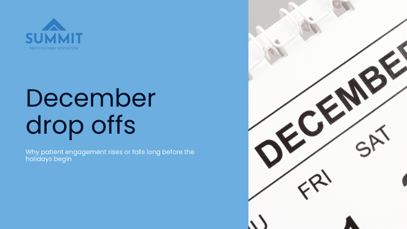 Calendar with the month of December and the words December drop offs